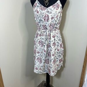 Madewell Floral Print Mini Dress in White and Red